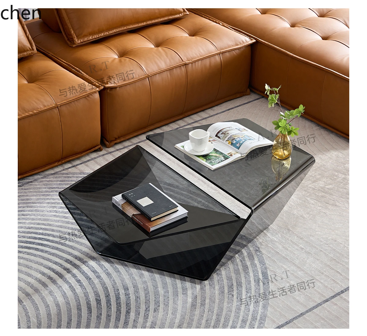 Coffee Tea Home - W5.19 Yaratıcı Cam Sehpa Modern Sade