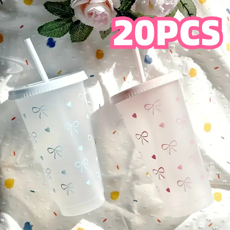 Coffee Tea Day - 20 adet ilmek plastik bardak pipetli