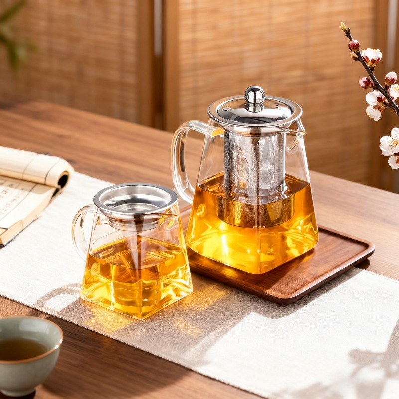 French Press Glass - Cam Demlik ve Demleme Süzgeci Seti,